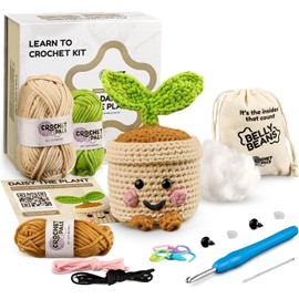 JOYBERRI Crochet Kit for Beginners - Beginner Crochet Kit for Adults and Kids - Learn to Make Amigurumi Animals with Step by Step Videos - All Materials Included (Daisy The Plant)