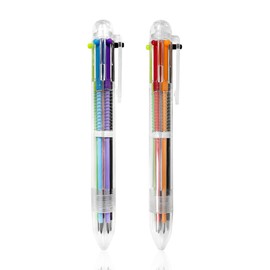 Multicolor Pen, 2 Pcs 6 Colors Retractable Ballpoint Pen for School, Office Supplies, Teachers, Students Gift