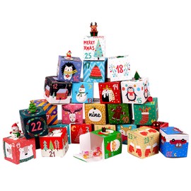25 Pcs DIY Christmas Advent Calendar Boxes 2024, 25 Days Advent Countdown Gift Boxes, Christmas Cardboard Number Boxes for Kids and Family, Xmas Holiday Decoration.