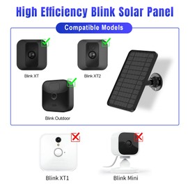 Solar Panel for Blink Camera Outdoor,Solar Panel Compatible with Blink Outdoor/Outdoor(3rd Gen)/XT XT2 Camera with 13,1ft Charging Cable, Adjustable Mount, 2 Pack