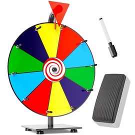 T-SIGN 12 Inch Heavy Duty Spinning Prize Wheel - 10 Slots Color Tabletop Roulette Spinner Wheel of Fortune - Spin The Wheel with Dry Erase Marker and Eraser Win The Fortune Spin Game for Trade Show