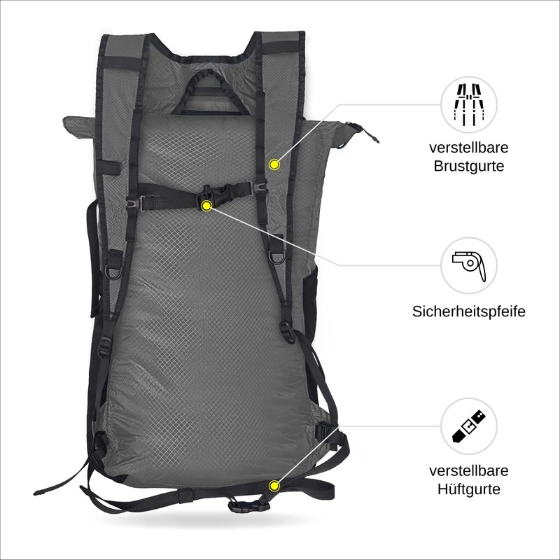4Monster Foldable Backpack, Ultra Light, Unisex Daypack, Outdoor, 2-in-1 Belt