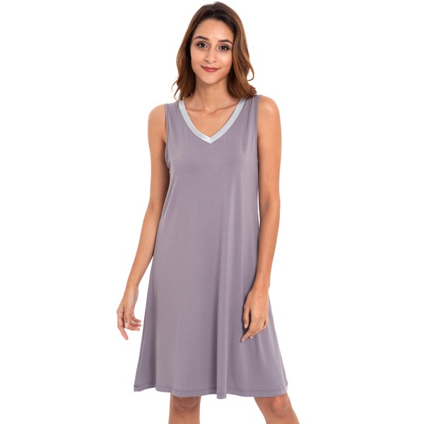 GYS Womens Bamboo-Derived Viscose Nightgowns Soft Sleeveless V Neck Nightdress