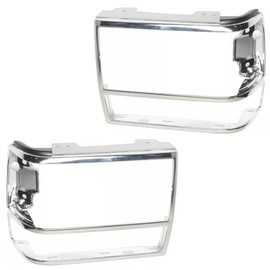 For Ford Ranger 1990 1991 1992 Headlight Bezel Driver and Passenger Side | Pair | Chrome/Black/Silver | F2TZ13064H, F2TZ13064G | FO2512113, FO2513111
