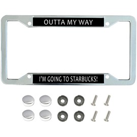 Coffee Lover Faith License Plate Frame for Funny People, Funny Coffee Saying Four-Hole License Plate Frame, Outta My Way I am Going to Coffee License Plate Frame with Chrome Mounting Set
