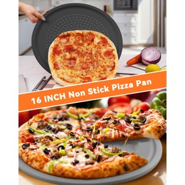LYNG Pizza Pan 16 Inch, 2 Pack Silicone Nonstick Pizza Tray For Oven, Pizza Pan With Holes Dishwasher Safe, Suitable For Home Kitchen Dark Baking
