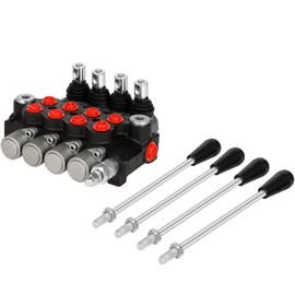 FAHKNS 4 Spool 11 GPM Hydraulic Flow Control Valve 3600 PSI G Ports Adjustable Relief Lever Handle Double Acting Parallel Center Tractor Loader W/Joystick Small Tractors/Tanks Loaders Log Splitters