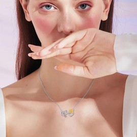 LWXIE Diamond Sunflower Infility Necklace 925 Sterling Silver Dragonfly Infinity Pendant Necklace Dainty Jewelry Gifts for Women