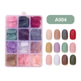 288Pcs Round Press on Nails Medium Fake Nails Solid Color Acrylic Nails Glossy Full Cover False Artificial Fingernails Tips for Women Manicure Art 12 Colors