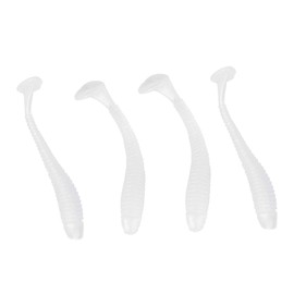 VBESTLIFE 50PCS 5cm Fishing Lures, Soft Plastic T Tail Grub Baits Fish Tackle Accessory for Bass Salmon Trout (Pearl White)