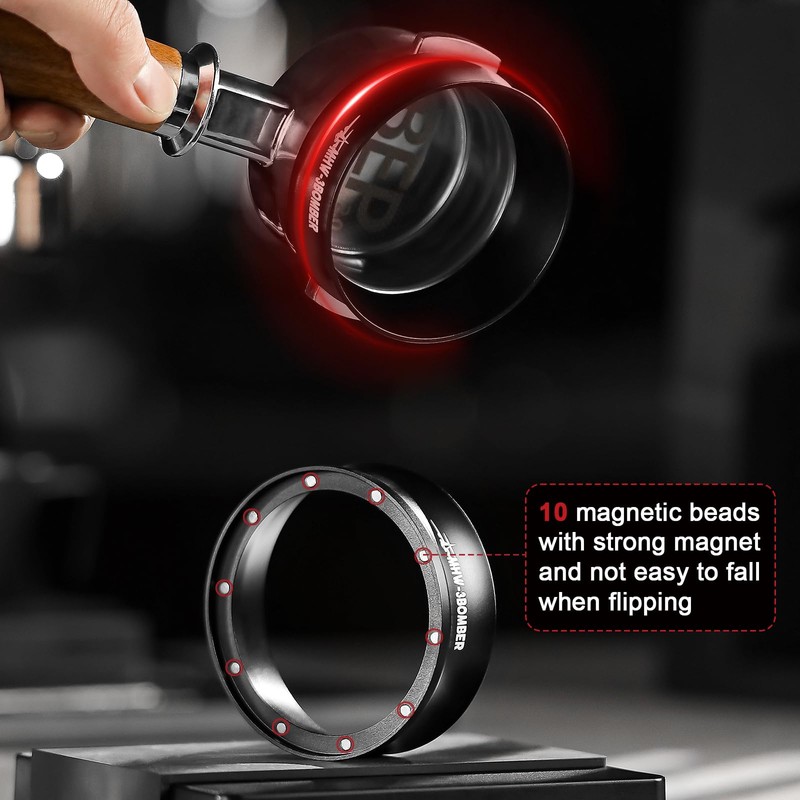 MHW-3BOMBER 58mm Espresso Dosing Funnel Magnetic Coffee Dosing Ring Portafilter