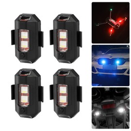 Catland LED Drone Strobe Light, RGB Warning Light, 7 Colors, 31 Light Modes, Signal Warning Light, Anti-Collision Flash Lamp, Auto Flashing, White, Red, Green, Blue, Yellow, Pink, Purple, Ice Blue, Strobe, LED Light, For Cars, Auxiliary Lights, Small, Lightweight, High Brightness, Emergency Signal Light, Car, Truck, Car, Bicycle, Motorcycle, Trailer, Drone, Universal, USB Charging, 4 Pieces