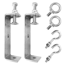 2 Pcs 304 Stainless Steel C Clamps with 120mm/4.72" Wide Jaw Opening, Tiger Clamp Heavy Duty C-Clamp with Ring and Hanging J Hook, Metal Beam Clamps for Woodworking Welding Building Household