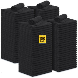 UNIMADE Microfiber Cleaning Cloth, 100 Pack Microfiber Towels for Cars Commercial Grade Work Rags Bulk Detailing Cloth for Automotive Bar Mechanic Restaurant Garage Housekeeping, 11.5"x 11.5", Black