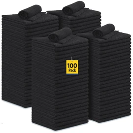 UNIMADE Microfiber Cleaning Cloth, 100 Pack Microfiber Towels for Cars Commercial Grade Work Rags Bulk Detailing Cloth for Automotive Bar Mechanic Restaurant Garage Housekeeping, 11.5"x 11.5", Black