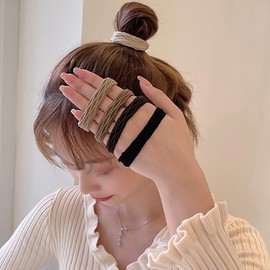 KAMIHO Non-marking Hair Elastic Hair Accessories for Adults 5pcs (Brown Curved)