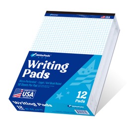 WritePads KAISA Legal Pad Quad Ruled Note Pads, Graph Ruled 8.5x11 inch Legal Pad, Quad (4x4) Paper Writing Pads, White 12 pads, BL-MWT50Q-12, Made In The USA.