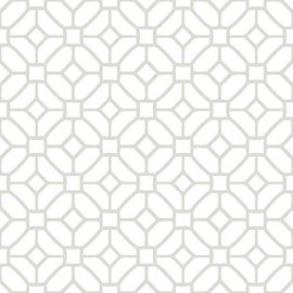 FloorPops FP2946 Lattice Peel Stick Floor Tiles, White & Off-White