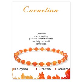 Uwiyo Elastic Natural Stone Bracelet for Women, 4 mm Pearl Bracelet, Gold-Plated Ball Bracelet, Gemstone Bracelet, Bead Bracelet for Women, Girls, for Birthday, Mother's Day, Christmas, Stone, No