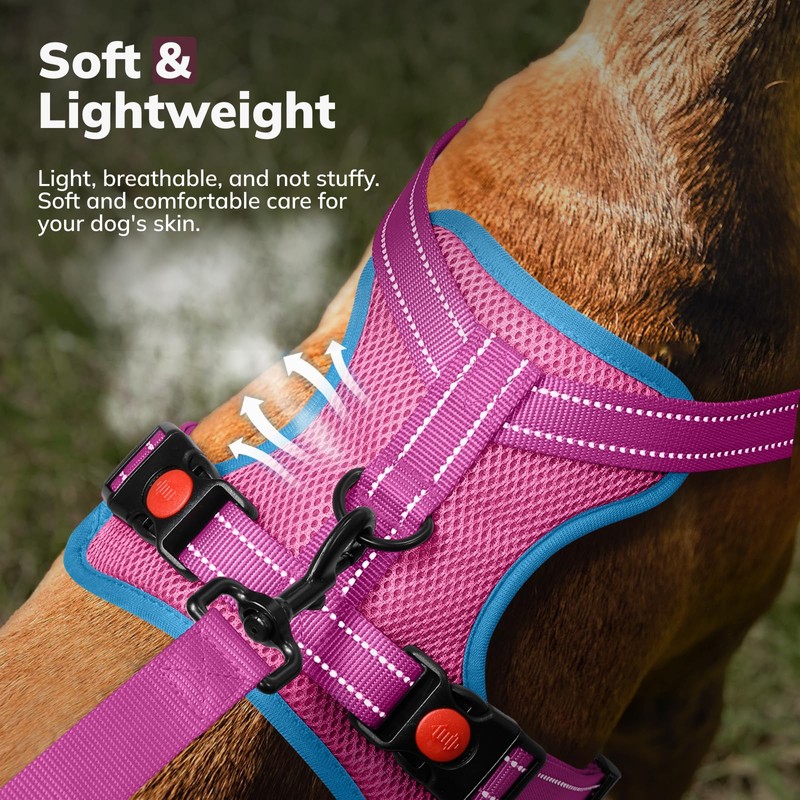 FAYOGOO Dog Harness Medium, No Pull Vest Harness with 2