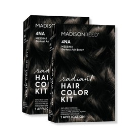 Madison Reed Radiant Hair Color Kit | 4NA Darkest Ash Brown with Cool Smoky Undertones (Messina Brown) for 100% Gray Hair Coverage | Dimensional Permanent Hair Dye | PPD-Free & Ammonia-Free | 2 Pack