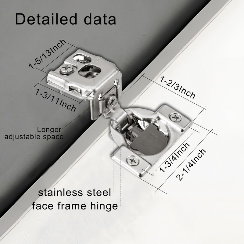 Redunest 1-1/4 Inch Overlay Soft Close Cabinet Hinges, 20 Pack