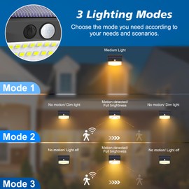 Solar Motion Sensor Outdoor Lights [138 LED/10 Packs] Solar Security Light Outdoor with 3 Lighting Modes Solar Powered Lights Waterproof for Outside Wall Garden Fence Backyard Deck（Warm White