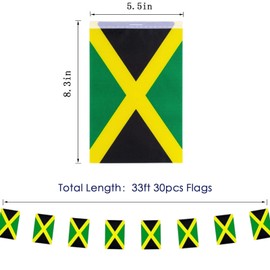 GSYLPFT Jamaica Flags Jamaican String Flag Banners for Patriotic Events Independence Day Sports Bars Inside Outside Decorations 33 Feet 30 Flags