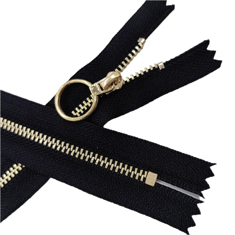 10PCS 8Inch (20cm) Metal Zippers Black#3 Golden Plated Bulk Close