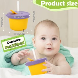 MOLINGRITAR 3 Pcs / 5 Oz Silicone Baby Cups and Training Cups, Leak-proof Straw Cup for Infants Toddlers 6-12 Months, Toddler Cups with Straws and Lids