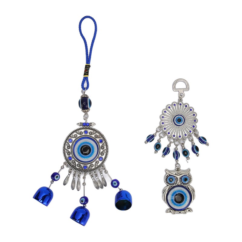 2pcs Blue Eye Owl Ornament Good Luck Attract Wealth Fashionable