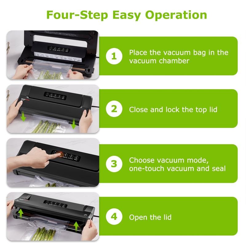 Bonsenkitchen VS2000 Vacuum Sealer for Wet and Dry Food Modes,