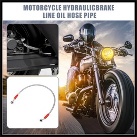 Hihaha 50cm 19.69" 10mm ID Motorcycle Hydraulic Brake Line Oil Hose Pipe 28° 0° Stainless Steel Braided Cable for ATV Motocross Sport Bikes Silver Tone Durable Material