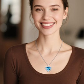 AINFQY Angel Wings Necklace for Women 925 Sterling Silver Birthstone Guardian Necklace Jewelry Angel Wings September Crystal Pendant Jewelry Gifts