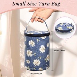 Knitting Bag Small, Portable Small Storage Bag for Wool with Handle Bag Knitting Crochet Bag Daisy Wool Bag for Yarn for Knitting Accessories Knitting Gifts for Women