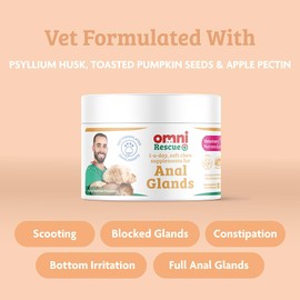 Omni Anal Glands Dog Supplements - Vet Grade One-a-Day Supplement with Psyllium Husk & Apple Pectin - Daily Soft Chew Dog Treat for Full, Blocked or Odorous Glands, 30 Servings, Large Dog 35+ Kg