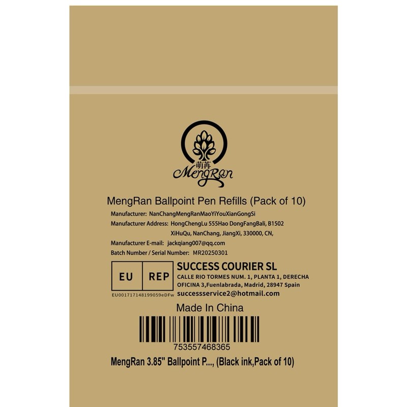 MengRan 3.85'' Ballpoint Ink Pen Refills for Click Pens, 1