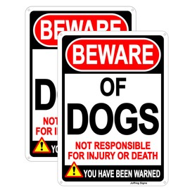 Joffreg Beware of Dogs Sign,Dog Warning Sign,10 x 7 Inches,Reflective Aluminum,2 Pack