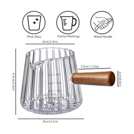 6OZ Espresso Cups Glass, JJOO Espresso Shot Cup With V-Shaped Mouth, Glass Measuring Cup, Markings in both oz & ml