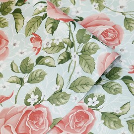 Yifasy 2 Pack Shelf Liners Pink Rose Removable Drawer Papers Furniture Stickers Wall Decor Flowers 17.7 Inch Wide