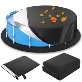 Chunm 48 Inch Foldable Dog Pet Bath Pool Cover, 12 Ft Round Mats Thicker Black Pool Liner Pad for Bottom Protection, Collapsible Cover with Oxford Cloth Material and Drawstring Design