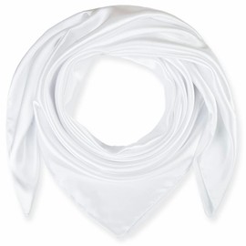 corciova 35 x 35 White Square Silk Like Women Hair Scarf Head Wrap Satin Hijab Bandana Solid Curly Headband Bandana Headscarf