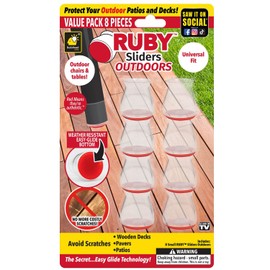 Ruby Sliders Outdoors AS-SEEN-ON-TV Premium Chair Covers Protect Outdoor Patios & Decks, Prevents Scratches, Stretchable, Fits Smaller Furniture Leg Sizes & Most Shapes, 8 Count(Pack of 1)