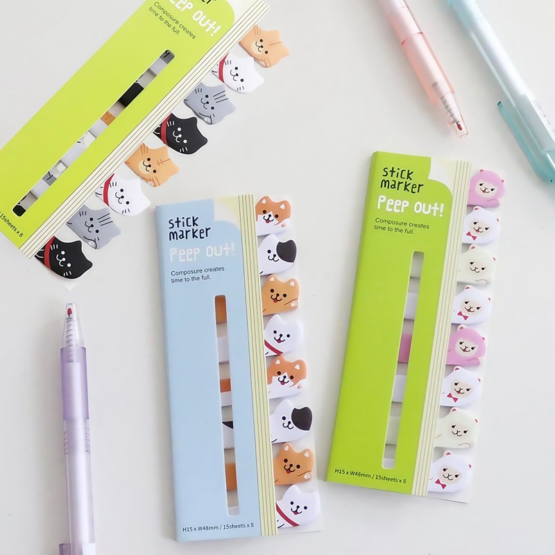 Fusen Sticky Notes, Memo Stickers, Hi, Animals, Large Assembly, Set