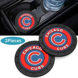 Silicone Cubs Car Cup Holder Coasters,Baseball Fans Car Coasters for Chicago Cubs Fans, Non-Slip Universal Fit Cup Holder Insert