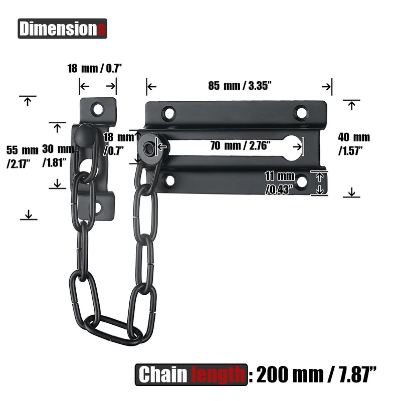 JQK Chain Door Guard with Lock, Black 2 Pack Chain