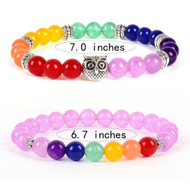 HEDQFM 2pcs Chakra Bracelet Crystal Gemstone Round Yoga Stone Beads Bracelets for Womens Men
