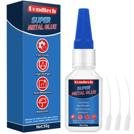 Metal Glue 30 g, Super Glue for Metal, Instant Clear Adhesive for Steel, Zinc, Aluminum, DIY and More, Waterproof, Heat-Resistant, with Anti-Clog Cap