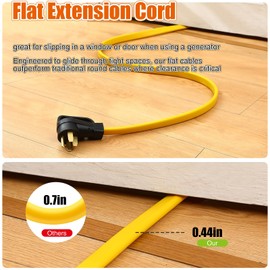 Tellegloww 15 FT Flat RV Generator Adapter Cord Compatible with NEMA 14-50P to 4 X 5-20R/5-15R, 50A to 110V 15/20 A Household Outlet Adapter, 4 Prong 10 Gauge RV Generator Extension Cord, ETL Listed