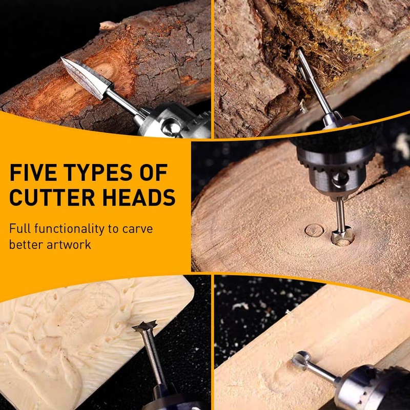 Wood Carving Drill Bits Set Compatible with Dremel Rotary Tool